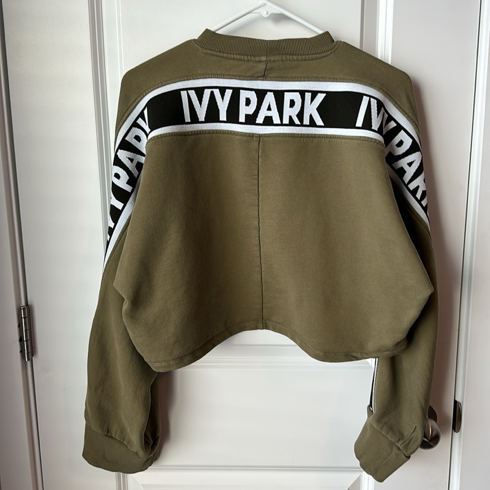 IVY PARK Logo Tape Cropped Sweatshirt in Olive - Picture 4 of 6